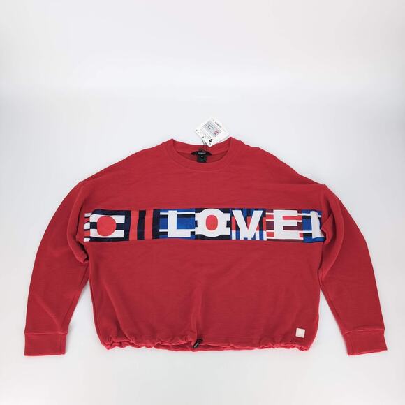 Desigual Eco Adjustable Red Ribbed Love Olympia Sweatshirt Top - US Size S - NEW - Picture 13 of 16